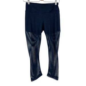 90 Degree Athletic Leggings Size Small Blue Mesh over Shorts Navy Blue